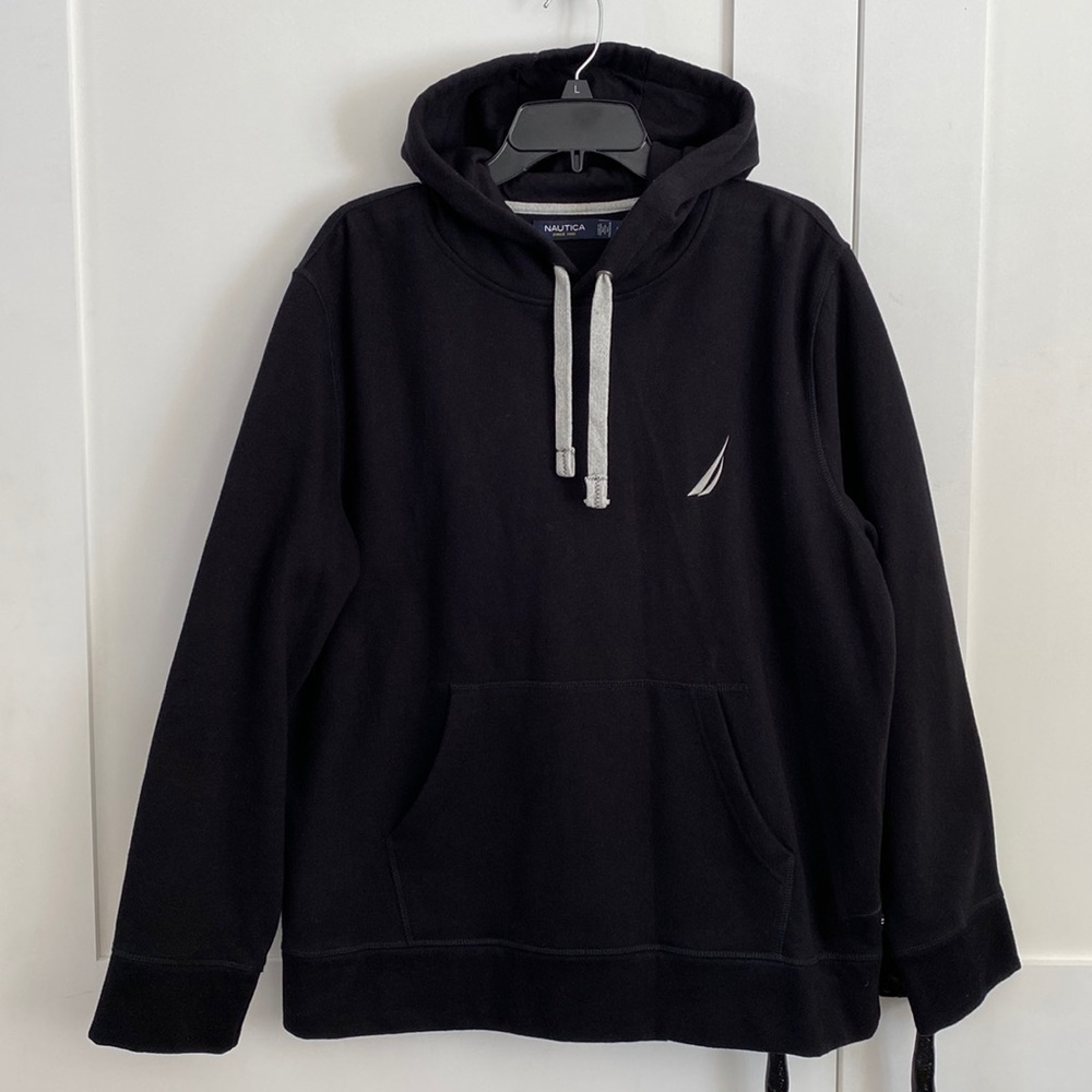 Nautica Hoodie Sweatshirt Size L Embroidered Logo Black - Picture 1 of 5